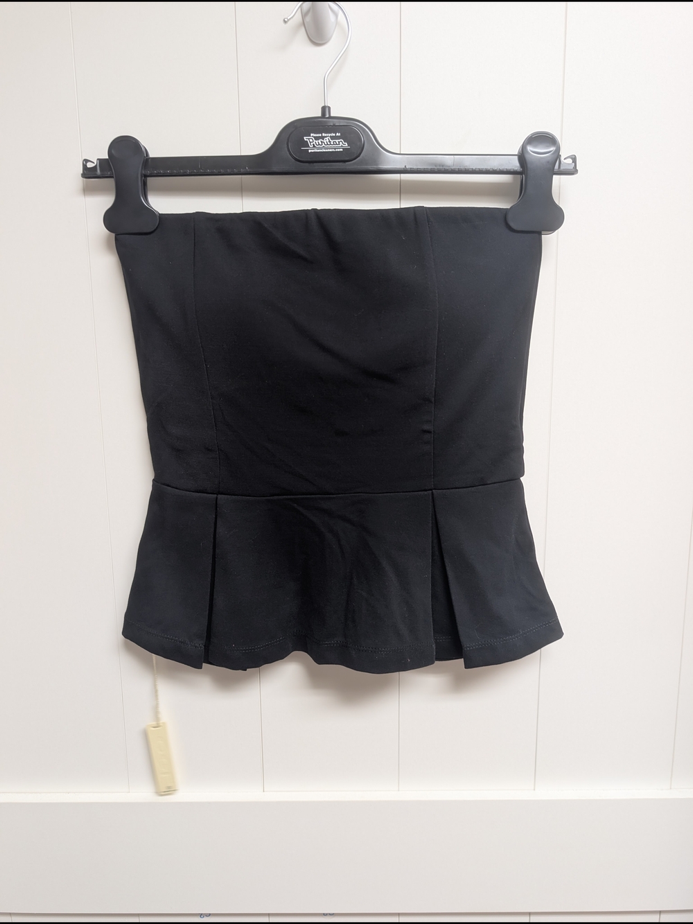 OGL Black Peplum Top, Build in Bra, XS